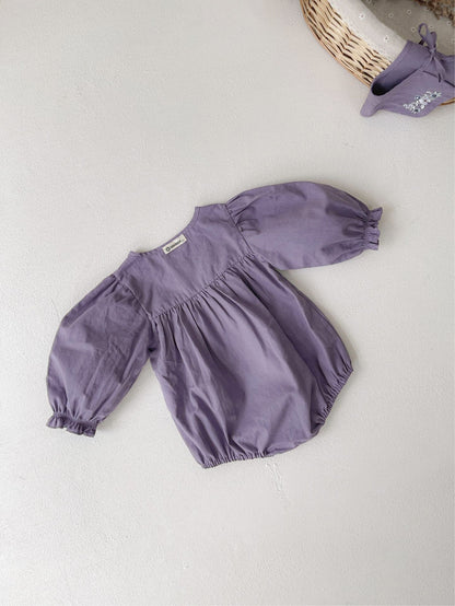 MyKids-USA® Autumn Baby Girls Purple Long-sleeved Bodysuit and Dress with Embroidered Capelet Shawl – Princess Sister Matching Set