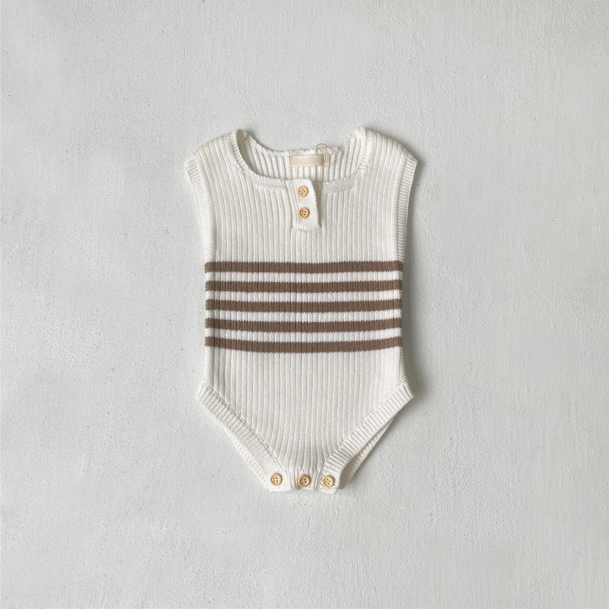 Autumn and Spring Arrival Baby Unisex Knitted Sleeveless Striped Pattern Bodysuit, MyKids-USA®, Bodysuits, MyKids-USA - Size/Age - 66 (3-6M) - Color - Grey -  -  - TR2601142256-B.