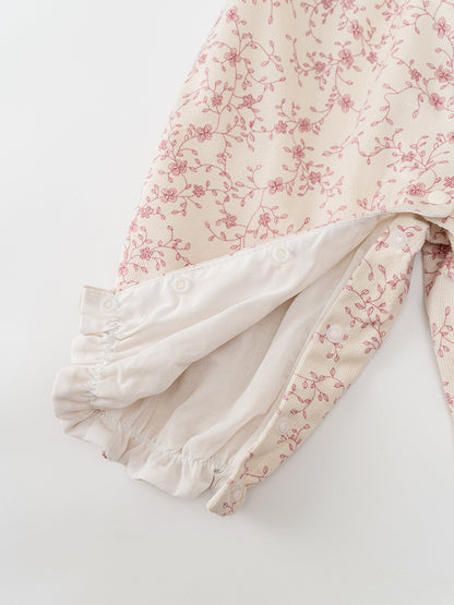 Autumn Arrival Baby Girls Flowers Pattern Single Breasted Romper with Cute Collar, MyKids-USA®, Baby One-Pieces, MyKids-USA -  -  -  -  -  -  - 