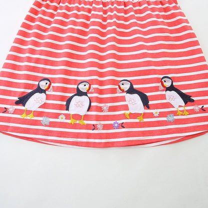 Summer Arrival Animals Cartoon Pattern Short Sleeves Striped Dress for Stylish Girls, MyKids-USA®, Baby & Toddler Dresses, MyKids-USA -  -  -  -  -  -  - 