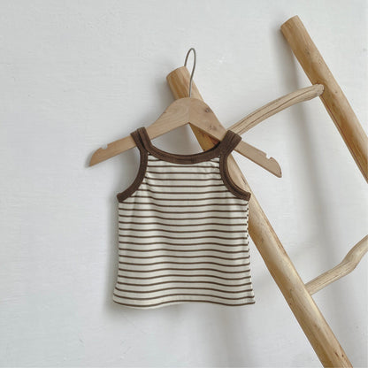 Refreshing Sleeveless Summer New Children’s Vest, Unisex Baby Casual Striped Top, MyKids-USA®, Baby & Toddler Tops, MyKids-USA - Size/Age - 73 (6-9M) - Color - Coffee -  -  - TR2505112147-B