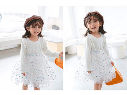 Winter Baby Kids Girls Long Sleeves Dots Pattern Tulle Patchwork Dress, MyKids-USA®, Baby & Children's Dresses, MyKids-USA -  -  -  -  -  -  - .