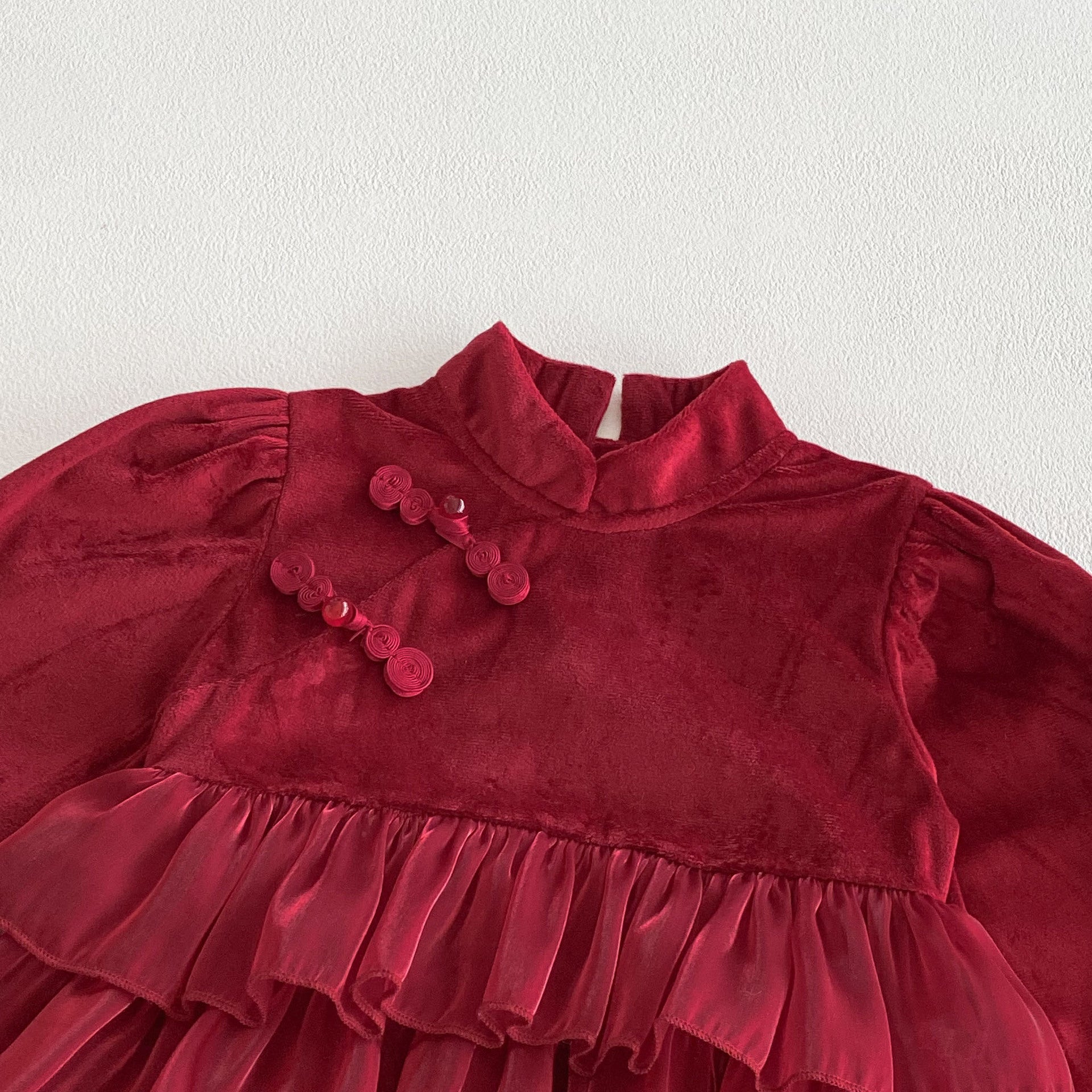 Autumn Arrival Baby Girls Long Sleeves Butterfly-bow Decorated Red Ruffle Onesies, MyKids-USA®, Baby One-Pieces, MyKids-USA -  -  -  -  -  -  - 