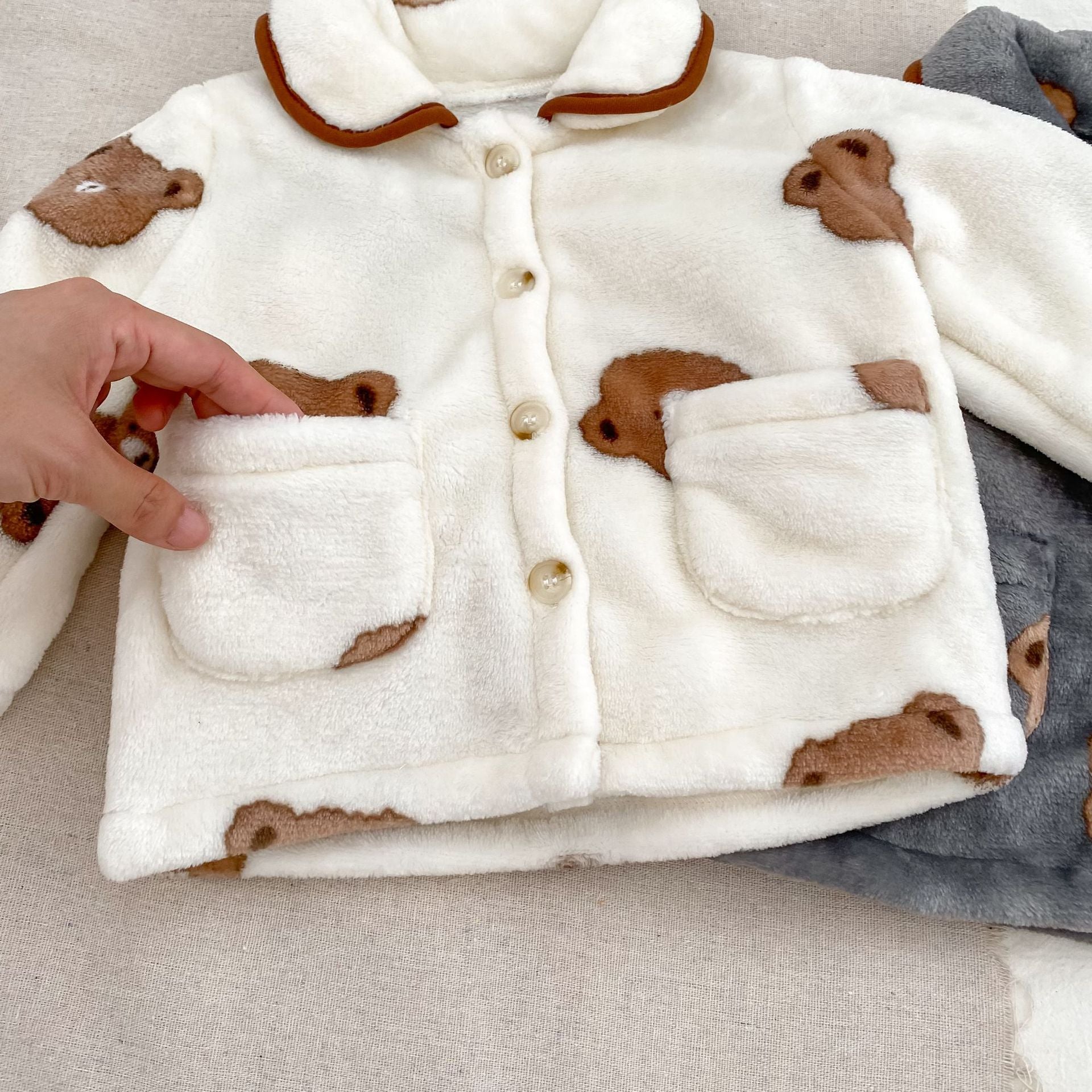 Winter Baby Kids Boys Long Sleeves Cute Teddy Bear Pattern Top and Pants Fluffy Warm Pajamas Clothing Set, MyKids-USA®, Baby & Toddler Sleepwear, MyKids-USA -  -  -  -  -  -  - 