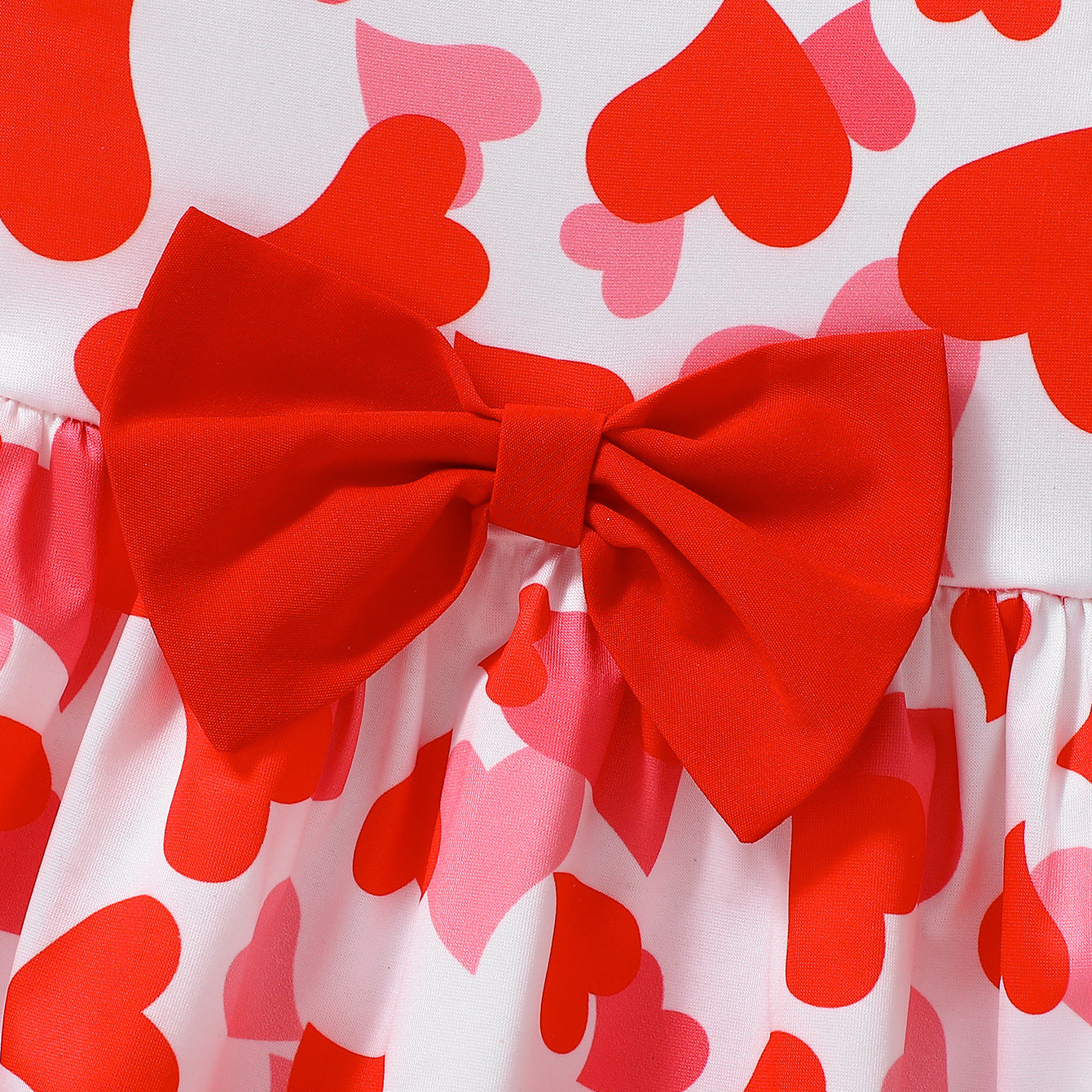 Summer Baby Kids Girls Fly Sleeves Hearts Pattern Red Dress
