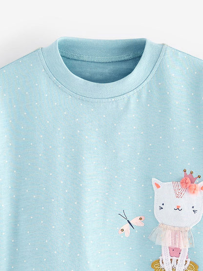 Kids’ Kitten Cartoon Pattern Short Sleeves T-shirt in European and American Style for Summer, MyKids-USA®, Baby & Toddler Tops, MyKids-USA -  -  -  -  -  -  - 