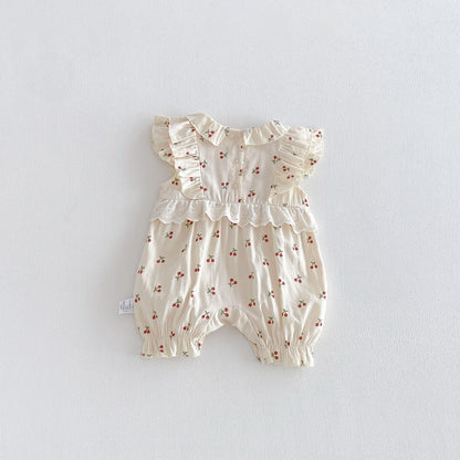 Design Summer Baby Kids Girls Fly Sleeves Cherry Pattern Rompers, MyKids-USA®, Baby & Children's One-Pieces, MyKids-USA -  -  -  -  -  -  - .
