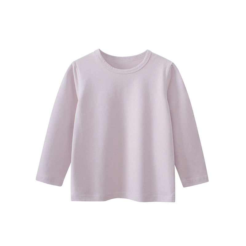 Baby Kids Boys And Girls Solid Color Round Neck Basic Long Sleeves Pullover