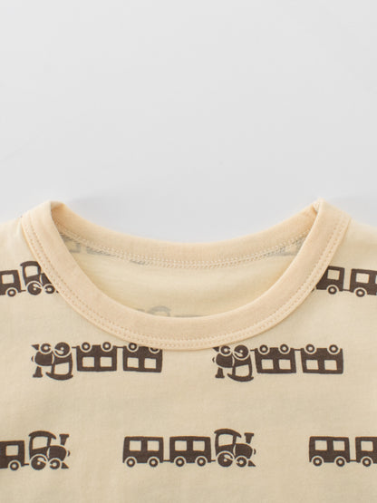 Summer Cartoon Trains Pattern T-shirt for Boys