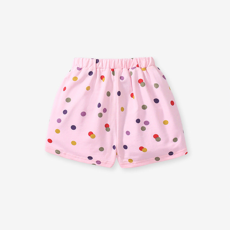Summer Arrival Baby Kids Girls Cotton Casual Style Colorful Polka Dots Pattern Shorts