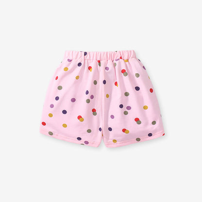 Summer Arrival Baby Kids Girls Cotton Casual Style Colorful Polka Dots Pattern Shorts