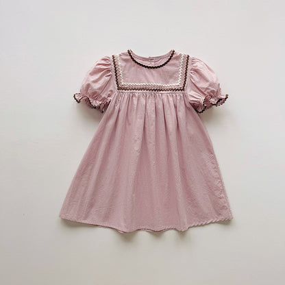 Summer Arrival Baby Girls Short Sleeves Colorful Lace Trim Pattern Dress, MyKids-USA®, Baby & Children's Dresses, MyKids-USA - Size/Age - 90 (12-24M) - Color - Purple -  -  - TR2604142325-A.