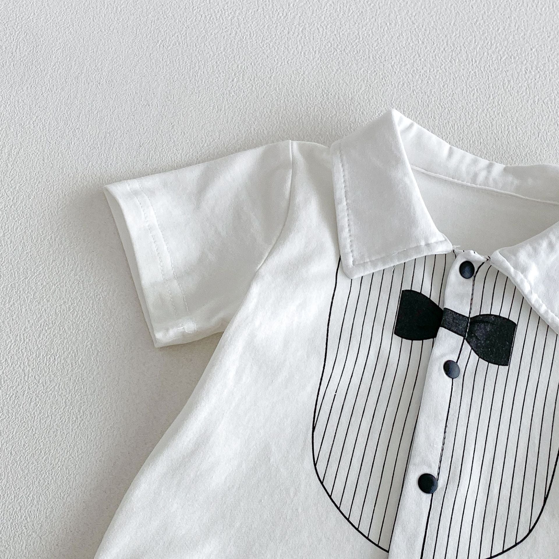 Summer Arrival Baby Boys Short Sleeves Turn-down Collar Striped Pattern Bodysuit, MyKids-USA®, Baby & Children's One-Pieces, MyKids-USA -  -  -  -  -  -  - .
