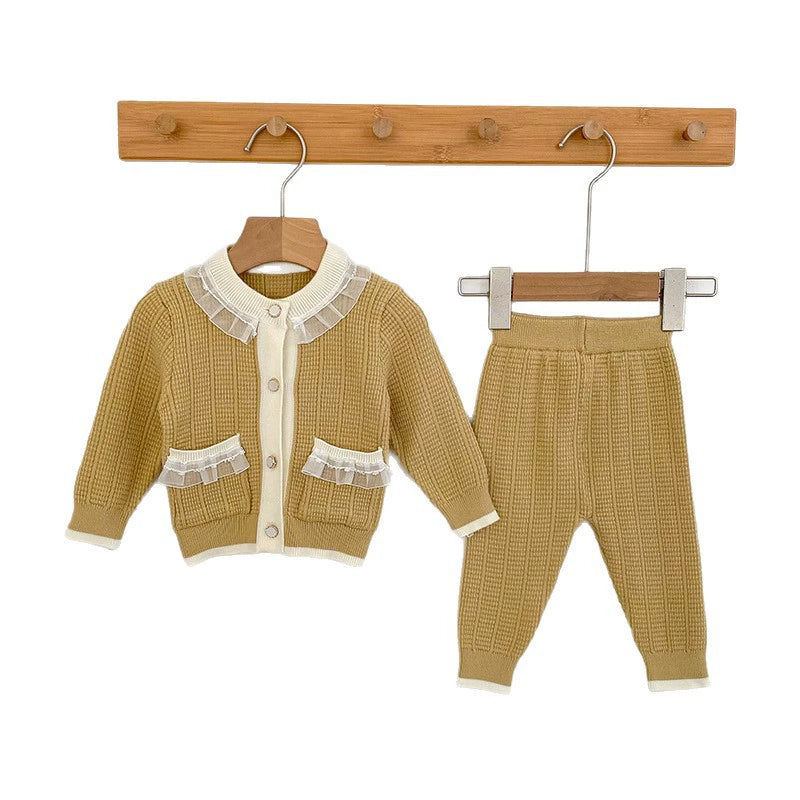 Arrival Autumn Baby Girls Long Sleeves Color Patchwork Knitted Top Cardigan and Long Trousers Clothing Set, MyKids-USA®, Baby & Toddler Outfits, MyKids-USA - Size/Age - 66 (3-6M) - Color - Yellow -  -  - TR2506282318-C