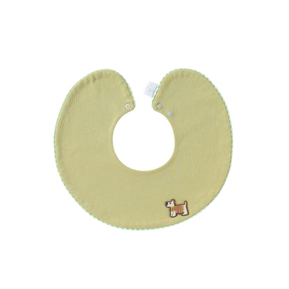 Adorable Animals Cartoon Pattern Cotton Snap-on Round Shaped Bib, MyKids-USA®, Bibs, MyKids-USA - Size/Age - S (0-3Y) - Color - Green -  -  - TR2604262354-B.