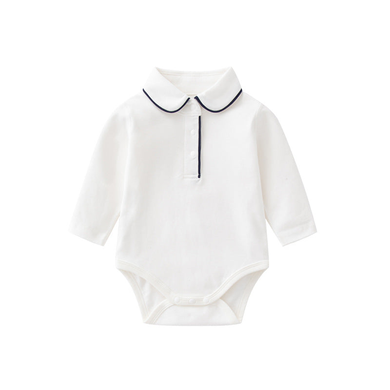 Autumn Arrival Baby Boys Long Sleeves Turn-down Collar Bodysuit