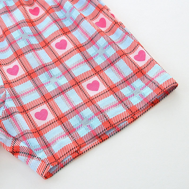 Summer Baby Kids Cute Dinosaur Pattern Vest and Plaid Shorts Clothing Set for Girls, MyKids-USA®, Baby & Toddler Outfits, MyKids-USA -  -  -  -  -  -  - 