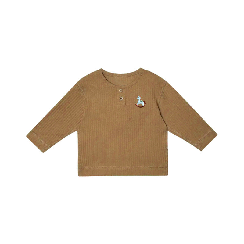 Arrival Kids Unisex Soft Comfortable Horse Embroidered Long Sleeves Thin Top, MyKids-USA®, Baby & Toddler Outerwear, MyKids-USA - Size/Age - 73 (6-9M) - Color - Yellow -  -  - TR2410151756-D