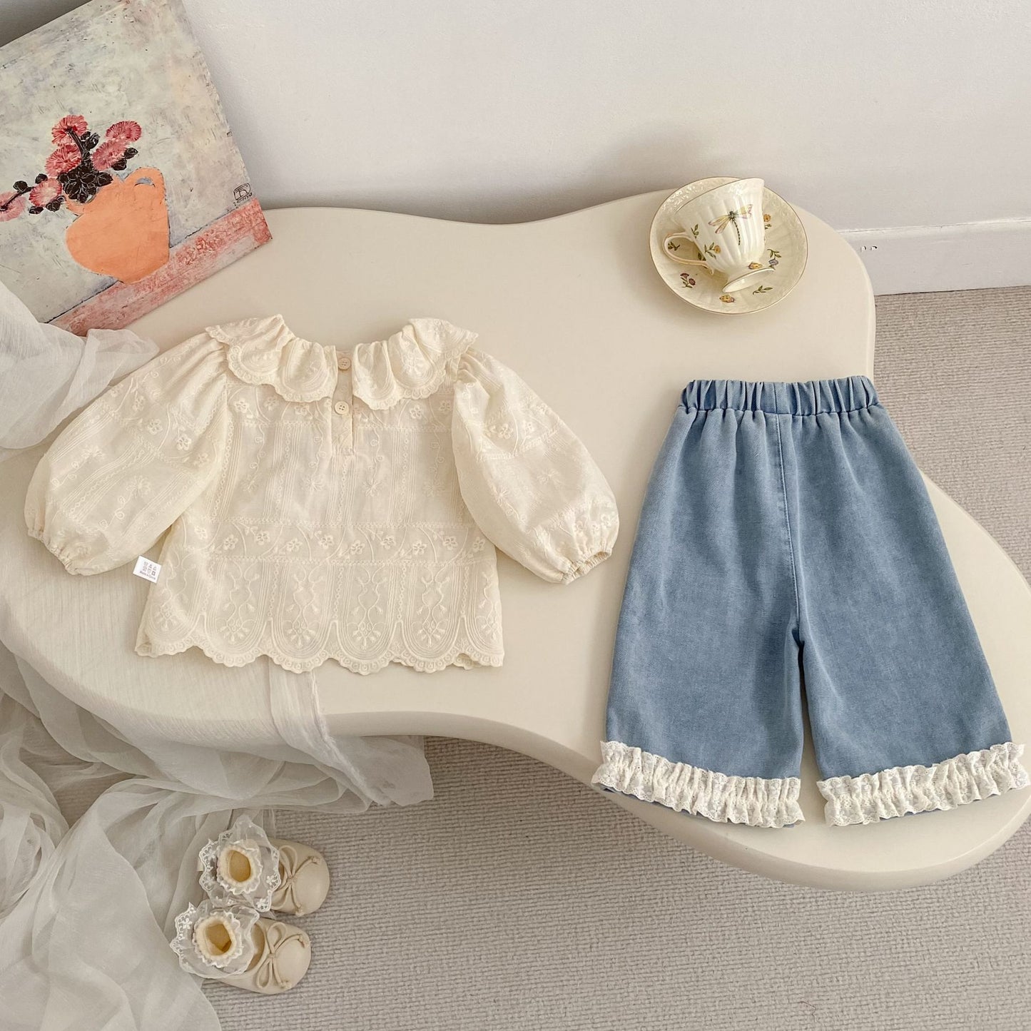 Spring Baby Kids Girls Long Sleeves Cute Flowers Embroidered Pattern Top and Denim Jeans Clothing Set, MyKids-USA®, Baby & Toddler Outfits, MyKids-USA -  -  -  -  -  -  - .