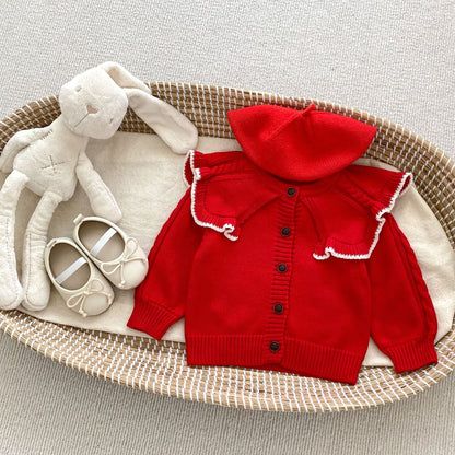 Autumn Vintage Style Knitted Cardigan For Baby Girl