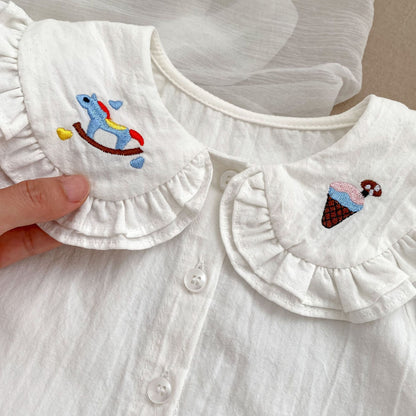 Arrival Autumn Baby Girls Cartoon Embroidery Pattern Long Sleeves Top and Denim Strap Dress Clothing Set, MyKids-USA®, Baby & Toddler Dresses, MyKids-USA -  -  -  -  -  -  - 