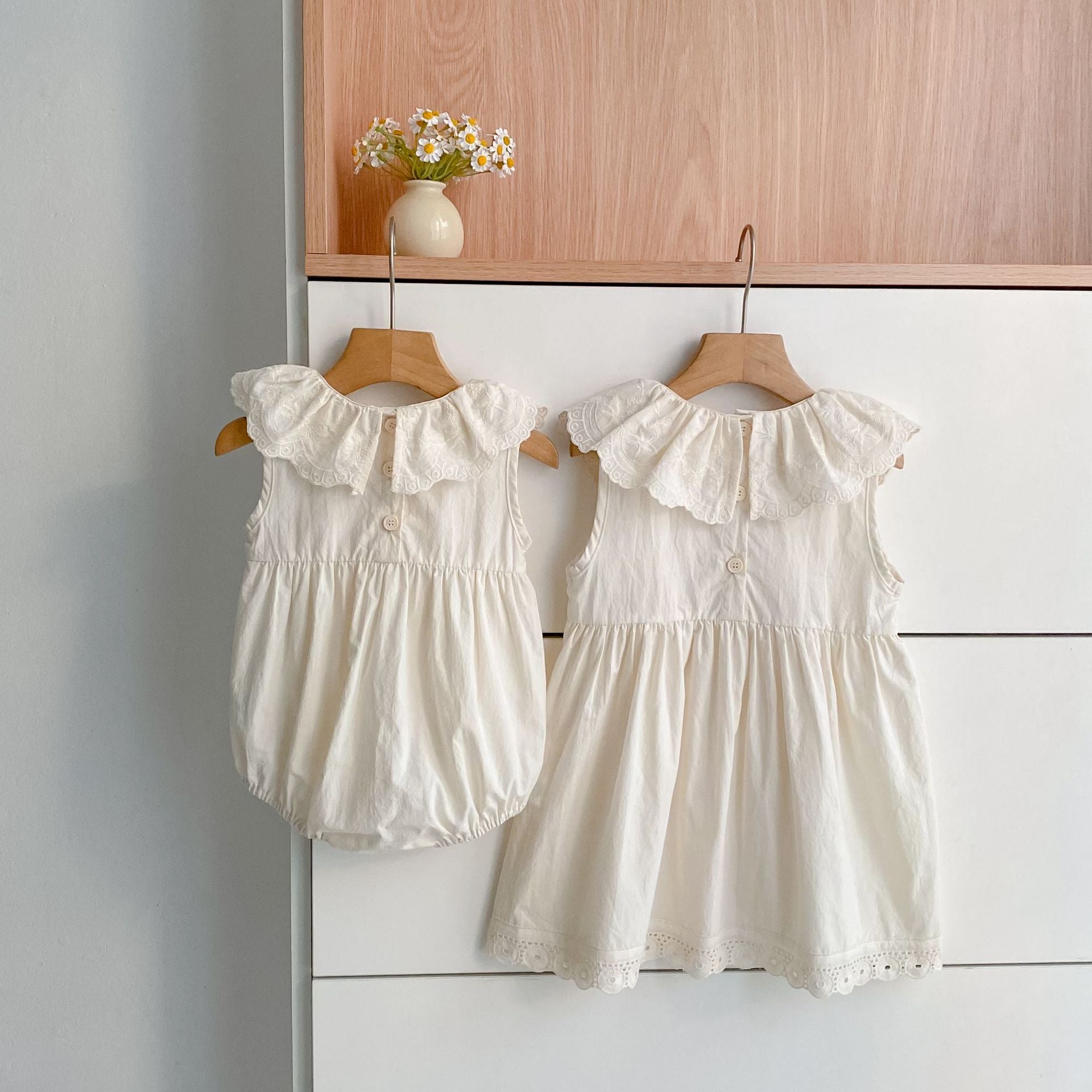 Summer Girls Floral Pattern Lace Trim Collar Onesies and Dress – Princess Sister Matching Set, MyKids-USA®, Baby & Children's Outfits, MyKids-USA -  -  -  -  -  -  - .