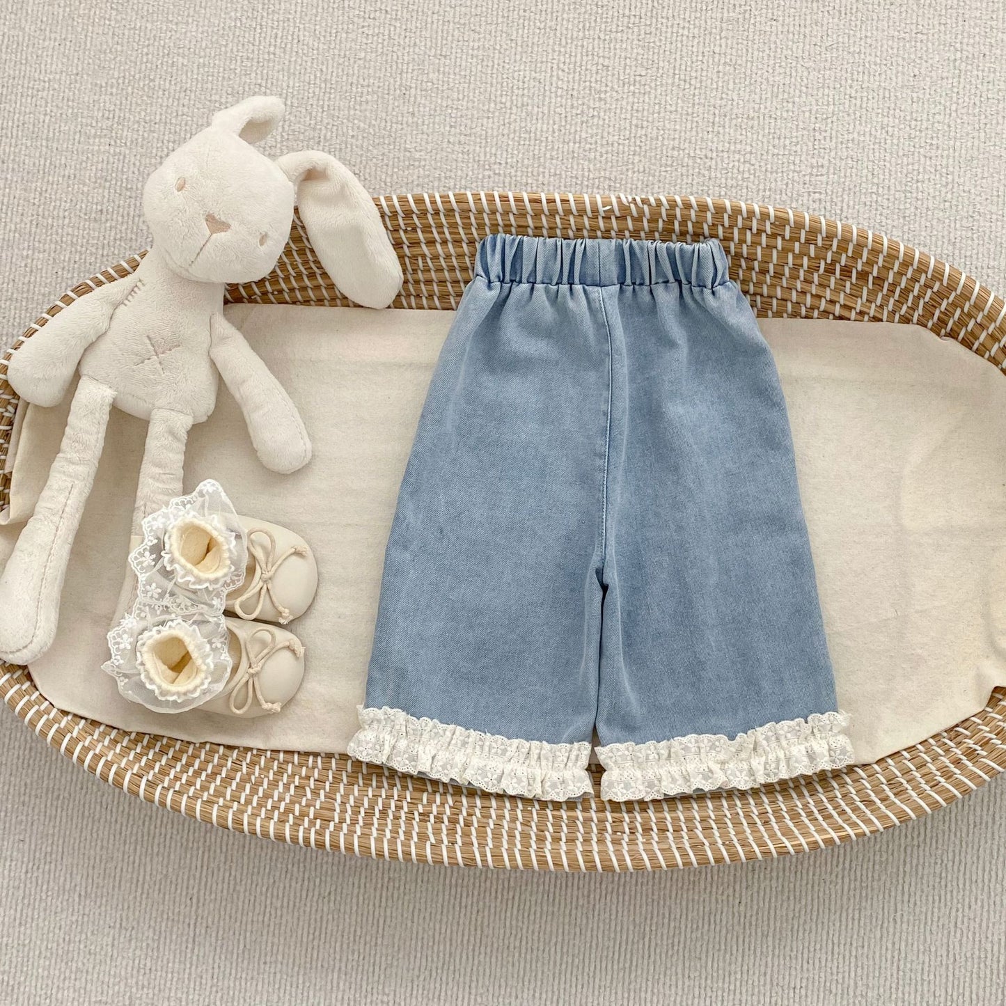 Spring and Autumn Arrival Modern Baby Kids Girls Denim Floral Lace Trim Decorated Pants, MyKids-USA®, Jeans, MyKids-USA -  -  -  -  -  -  - .