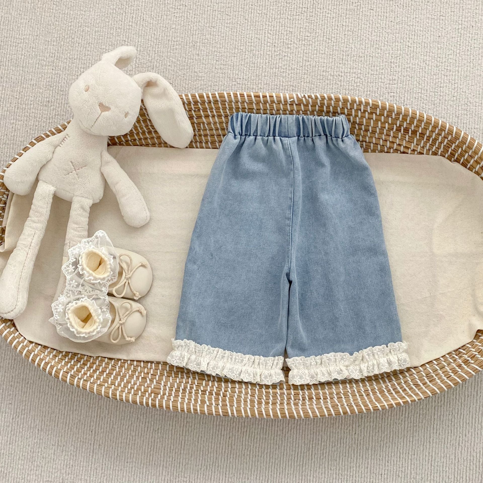 Spring and Autumn Arrival Modern Baby Kids Girls Denim Floral Lace Trim Decorated Pants, MyKids-USA®, Jeans, MyKids-USA -  -  -  -  -  -  - .