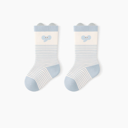 Autumn and Spring Baby Unisex Breathable Striped and Cartoon Pattern Socks, MyKids-USA®, Baby & Toddler Socks & Tights, MyKids-USA - Size/Age - XS (0-6M) - Color - Blue -  -  - TR2601072056-A.