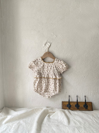 Summer Arrival Baby Short Sleeves Vintage Floral Pattern Bodysuit