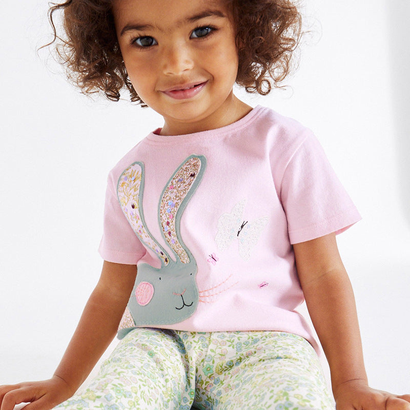 Baby Girls Kids Floral Rabbit Cartoon Pattern T-Shirt And Pants Two-Piece Set, MyKids-USA®, Baby & Toddler Outfits, MyKids-USA -  -  -  -  -  -  - 