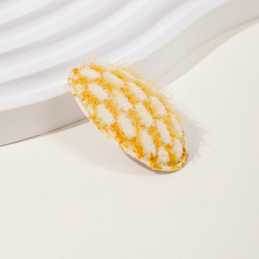 Baby Corn Kernel Fabric Printed Hair Clip for Gentle Side Clipping, MyKids-USA®, Hair Pins, Claws & Clips, MyKids-USA - Size/Age - Average Size (0-8Y） - Color - Yellow -  -  - TR2411241516-E.