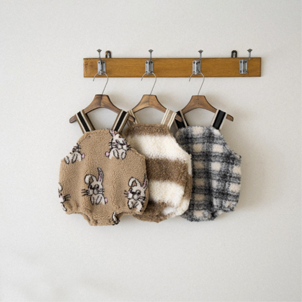Winter and Spring Arrival Baby Unisex Sleeveless Plaid or Cartoon Pattern Fluffy Strap Bodysuit, MyKids-USA®, Baby One-Pieces, MyKids-USA -  -  -  -  -  -  - .