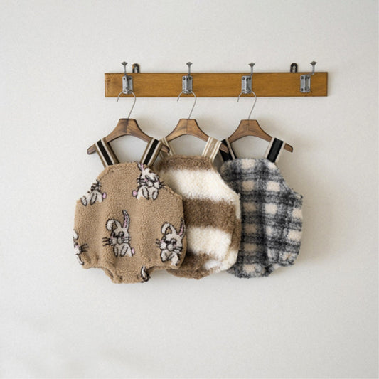 Winter and Spring Arrival Baby Unisex Sleeveless Plaid or Cartoon Pattern Fluffy Strap Bodysuit, MyKids-USA®, Baby One-Pieces, MyKids-USA -  -  -  -  -  -  - .