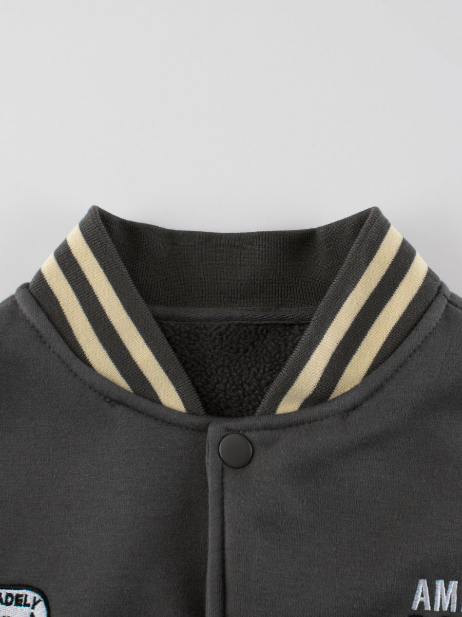 Boys and Girls Letters Pattern Contrast Design Single Breasted Baseball Coat, MyKids-USA®, Baby & Toddler Outerwear, MyKids-USA -  -  -  -  -  -  - 