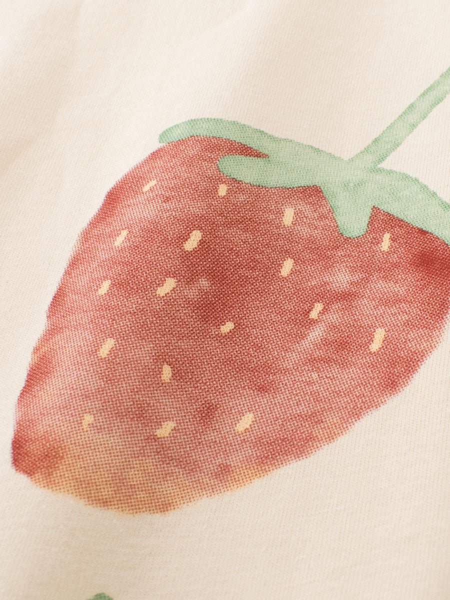 Summer Girls’ Fruits Cartoon and Letters Pattern T-shirt in European and American Style