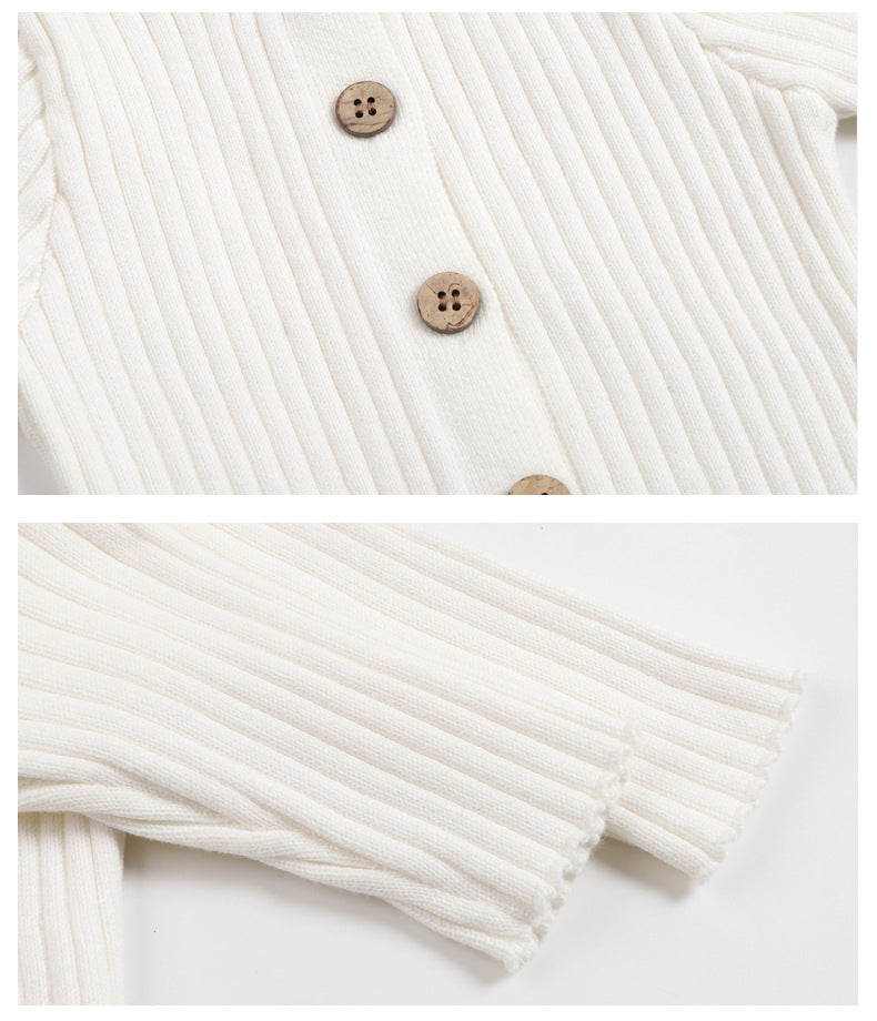 Hot Selling Autumn Baby Kids Long Sleeves Solid Color Single Breasted Rompers