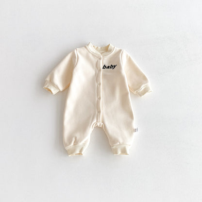 Winter and Autumn Arrival Baby Unisex Long Sleeves Letters Pattern Warm Fleece Rompers, MyKids-USA®, Baby One-Pieces, MyKids-USA - Size/Age - 66 (3-6M) - Color - Beige -  -  - TR2510152317-A
