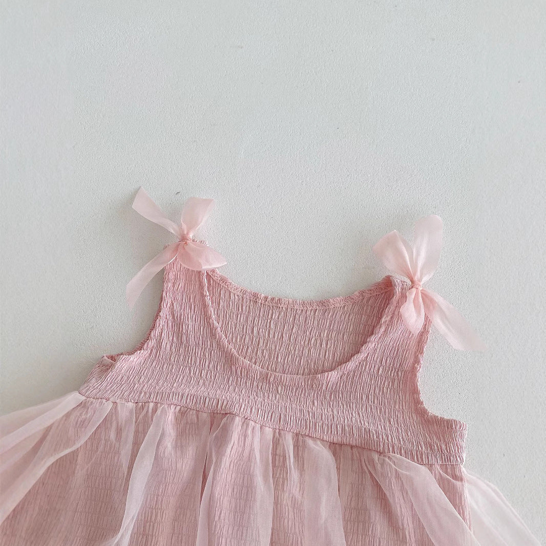 Summer Arrival Baby Girls Sleeveless Tulle Patchwork Pink Bodysuit, MyKids-USA®, Baby & Children's One-Pieces, MyKids-USA -  -  -  -  -  -  - .