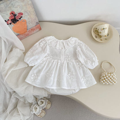 Spring Arrival Baby Girls Long Sleeves Flowers Pattern Solid Color Bodysuit Dress, MyKids-USA®, Baby & Toddler Dresses, MyKids-USA -  -  -  -  -  -  - .