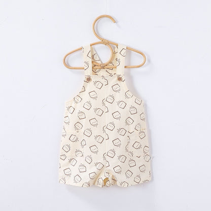 Summer Baby Kids Unisex Fruits Embroidered Pattern Short Sleeves T-shirt and Teddy Pattern Rompers Overalls Clothing Set, MyKids-USA®, Baby & Toddler Outfits, MyKids-USA - Size/Age - 73 (6-9M) - Color - Beige -  -  - TR2504252155-A