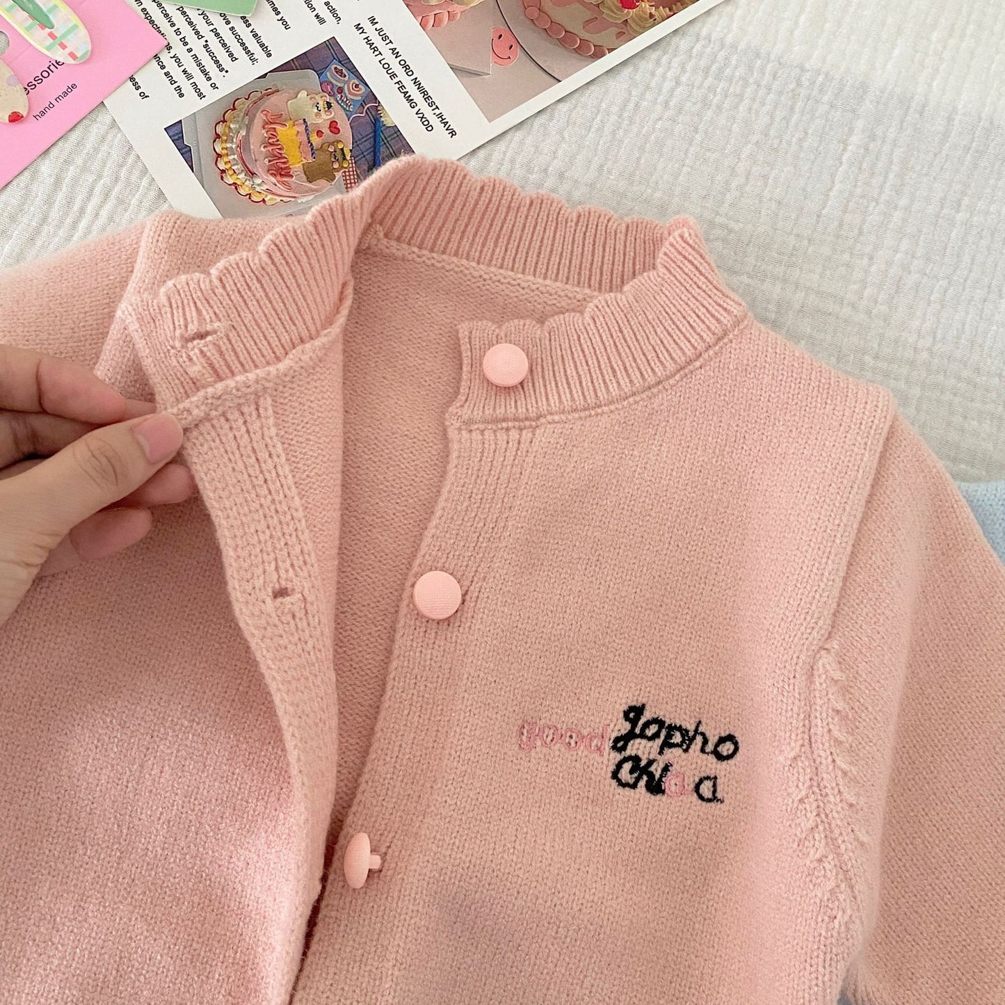 Winter and Autumn Baby Kids Girls Letters Pattern Long Sleeves Cardigan and Plain Pants Knitted Clothing Set, MyKids-USA®, Baby & Toddler Outfits, MyKids-USA -  -  -  -  -  -  - 