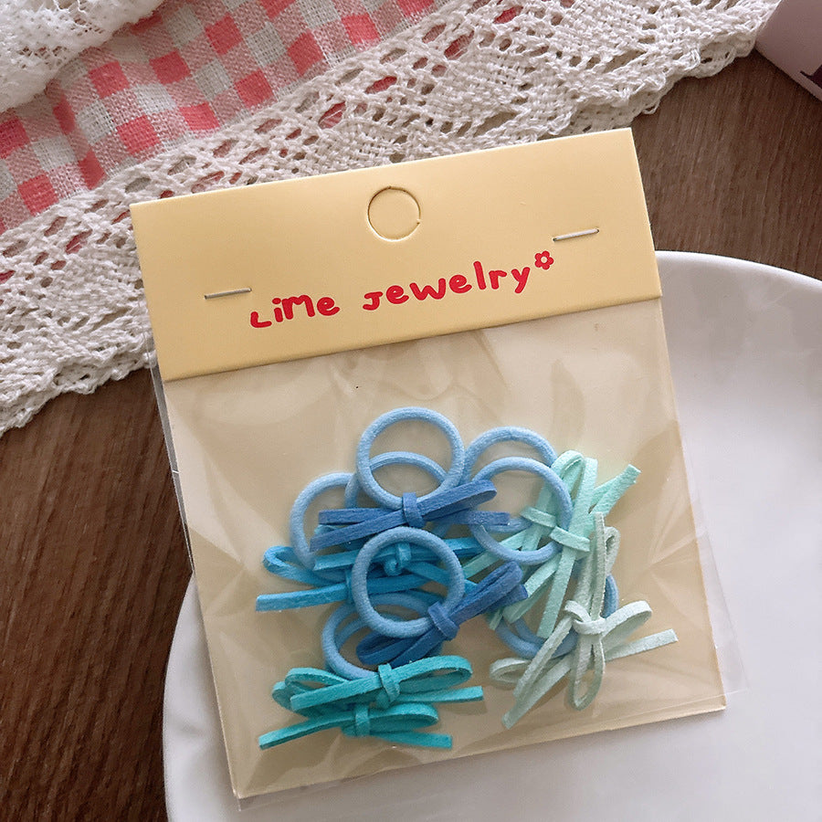 Collection of 10 Versatile Sweet Butterfly-bow Pattern Hair Ties, MyKids-USA®, Ponytail Holders, MyKids-USA - Size/Age - Average Size (0-12Y） - Color - Blue -  -  - TR2601222304-A.