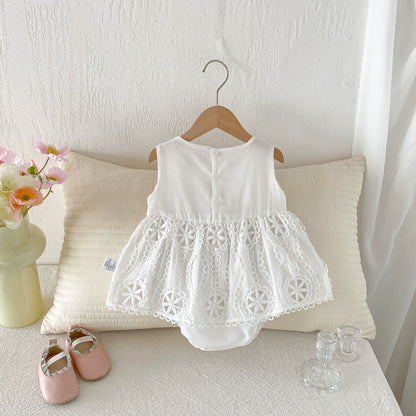 Design Summer Baby Kids Girls Sleeveless Flowers Pattern Hollow-out Bodysuit, MyKids-USA®, Bodysuits, MyKids-USA -  -  -  -  -  -  - .