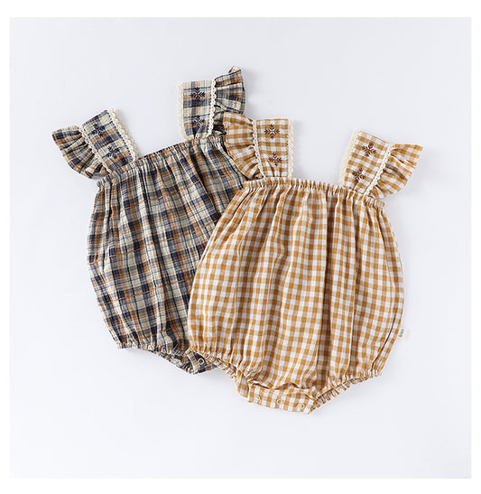 Summer Arrival Baby Girls Sleeveless Plaid Design Onesies Bodysuits, MyKids-USA®, Baby One-Pieces, MyKids-USA -  -  -  -  -  -  - 