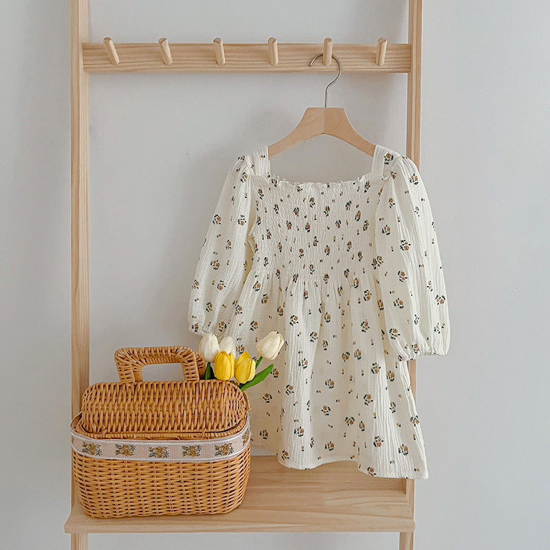 Floral Pattern Lantern Sleeves Princess Style Onesie And Dress, MyKids-USA®, Baby & Toddler Dresses, MyKids-USA -  -  -  -  -  -  - 