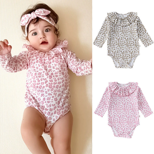 Arrival Baby Unisex Long Sleeves Cute Leopard Pattern Onesies with Collar, MyKids-USA®, Baby One-Pieces, MyKids-USA -  -  -  -  -  -  - 
