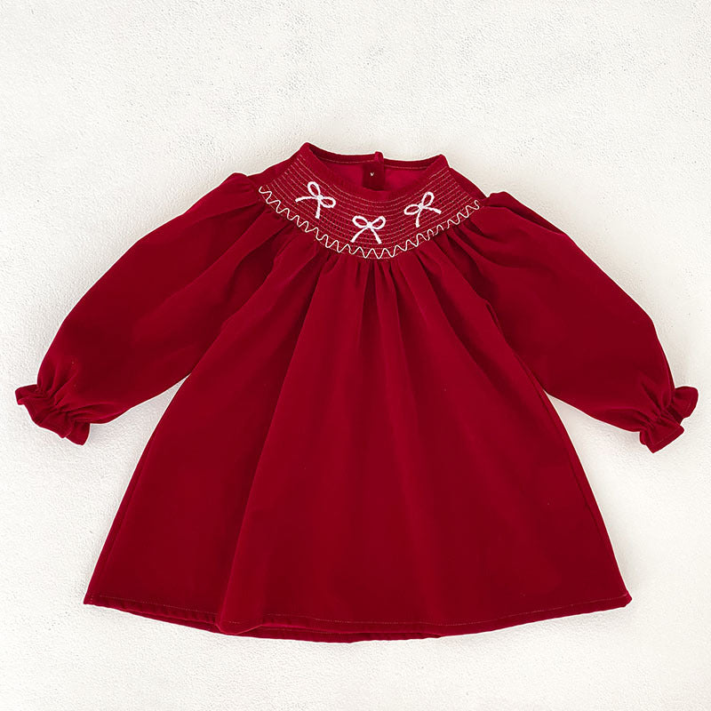 Autumn Baby Kids Girls Butterfly-bows Pattern Long-sleeved Red Onesies and Dress – Princess Sister Matching Set, MyKids-USA®, Baby & Toddler Dresses, MyKids-USA -  -  -  -  -  -  - 