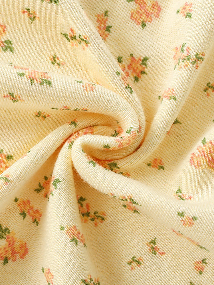 Summer Baby Kids Girls Short Sleeves Floral Pattern Dress