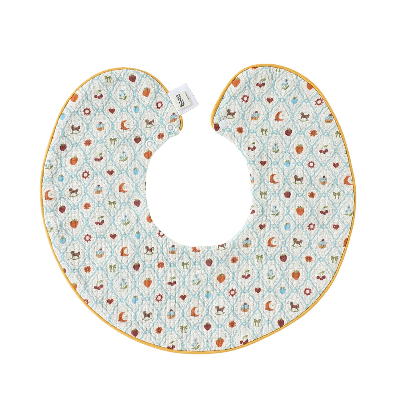 Adorable Fruits Cartoon Pattern Snap-on Round Shaped Bib, MyKids-USA®, Bibs, MyKids-USA - Size/Age - S (0-1Y) - Color - Light Green -  -  - TR2605202207-C.